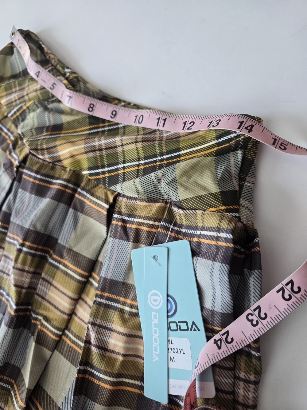 Plaid Pleated Mini Skirt in Yellow & Brown - Picture 4 of 5